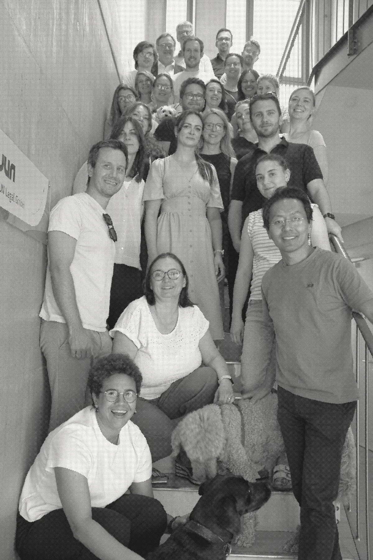 Das JUN-Team auf der Treppe im Kanzleigebäude